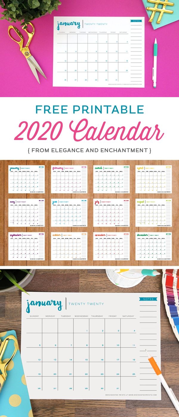 free printable 2020 calendar elegance &amp; enchantment