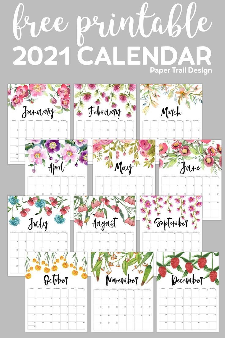 Free Printable 2021 Floral Calendar | Paper Trail Design In