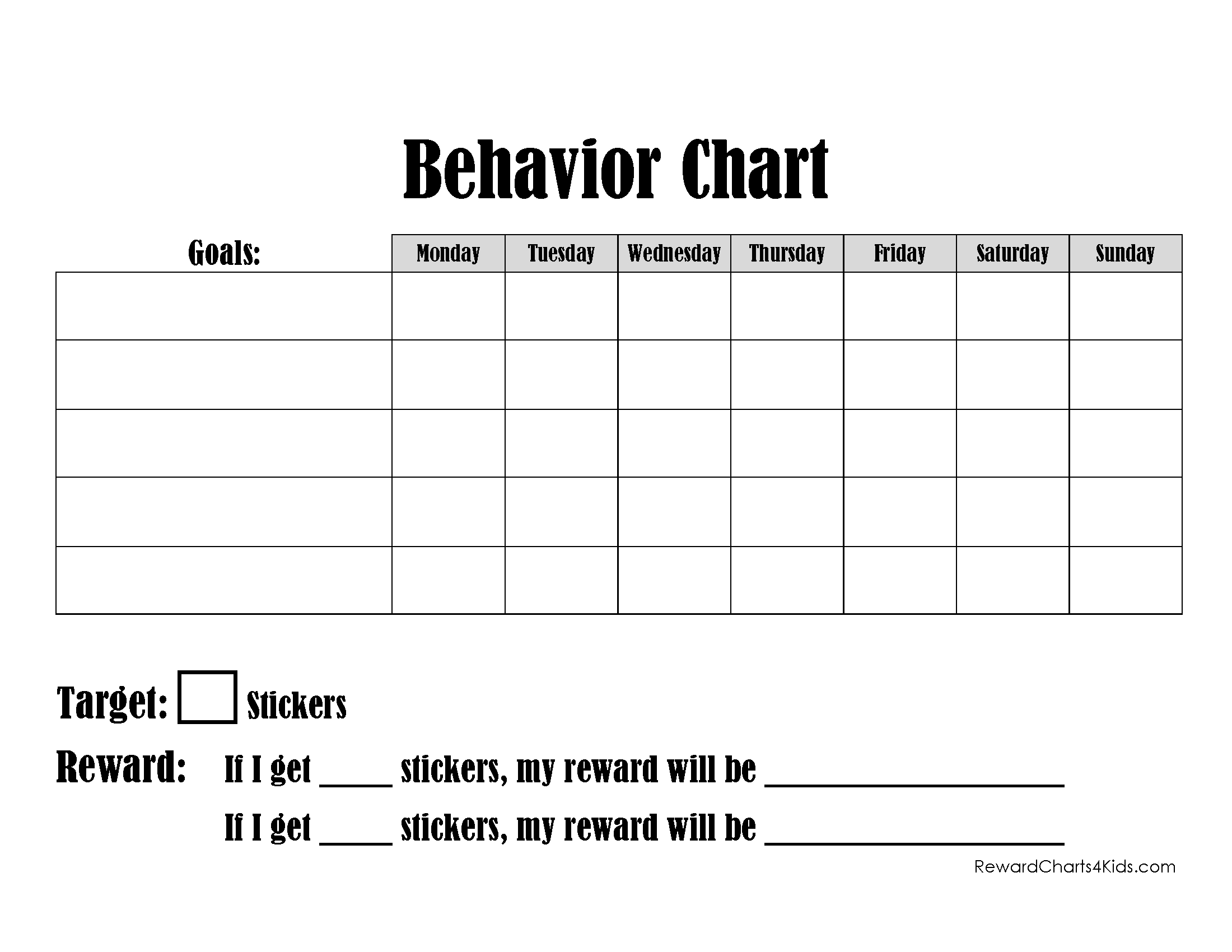 Free Printable Behavior Charts Comcalendars