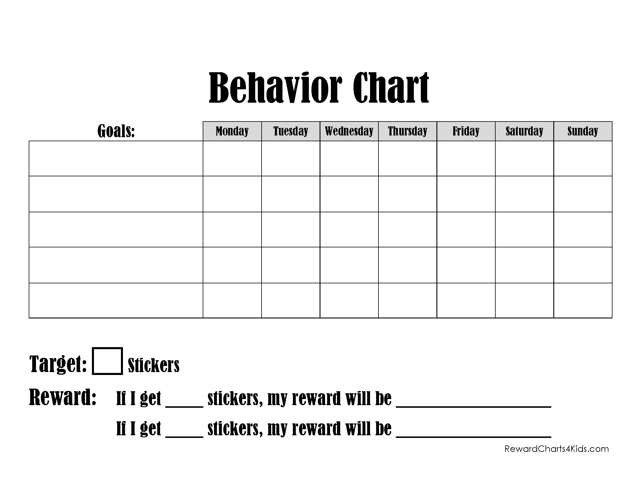 Free Printable Behavior Charts | Customize Online | Hundreds