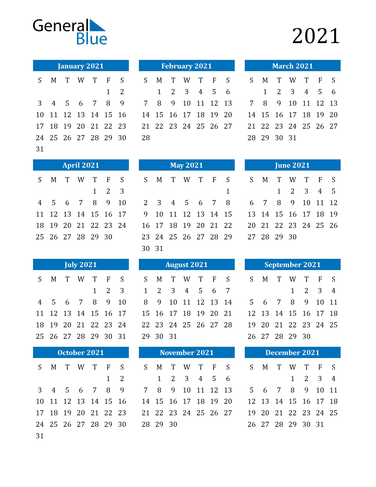 free printable calendar in pdf, word and excel