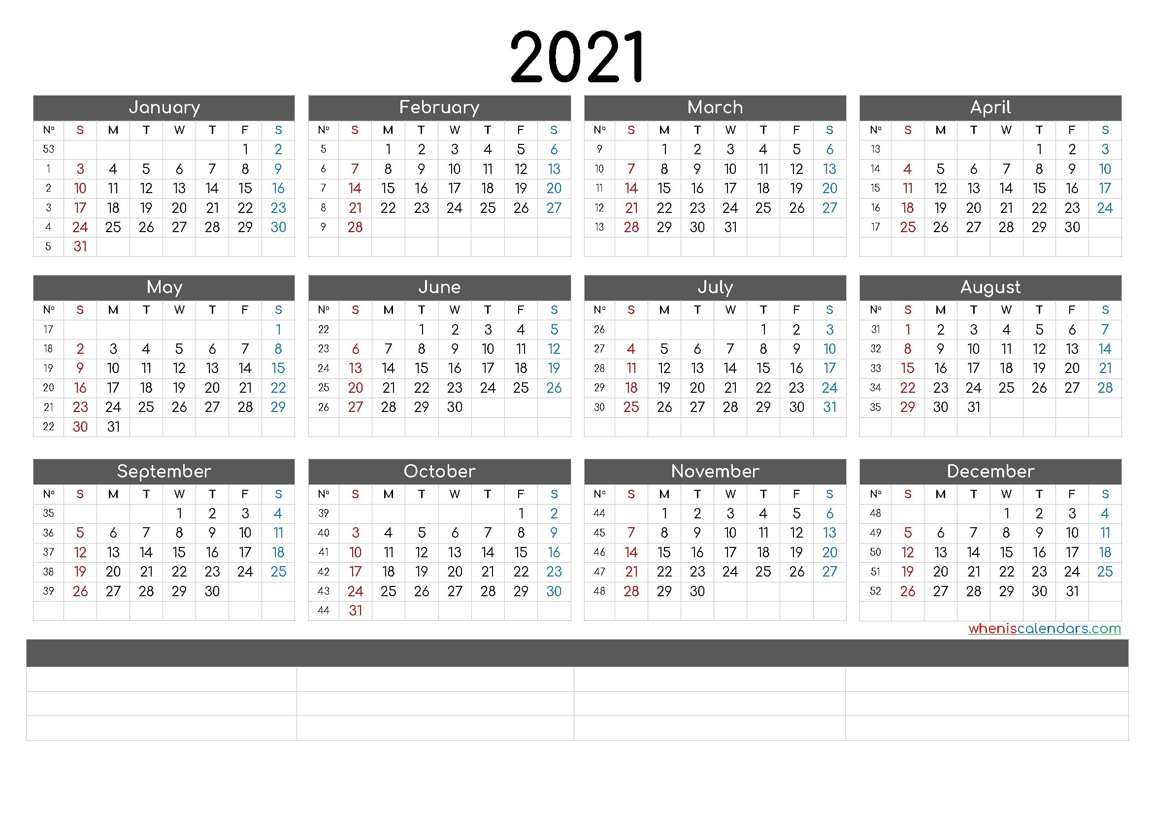 Free Printable Calendar Templates 2021 (6 Templates) – Free