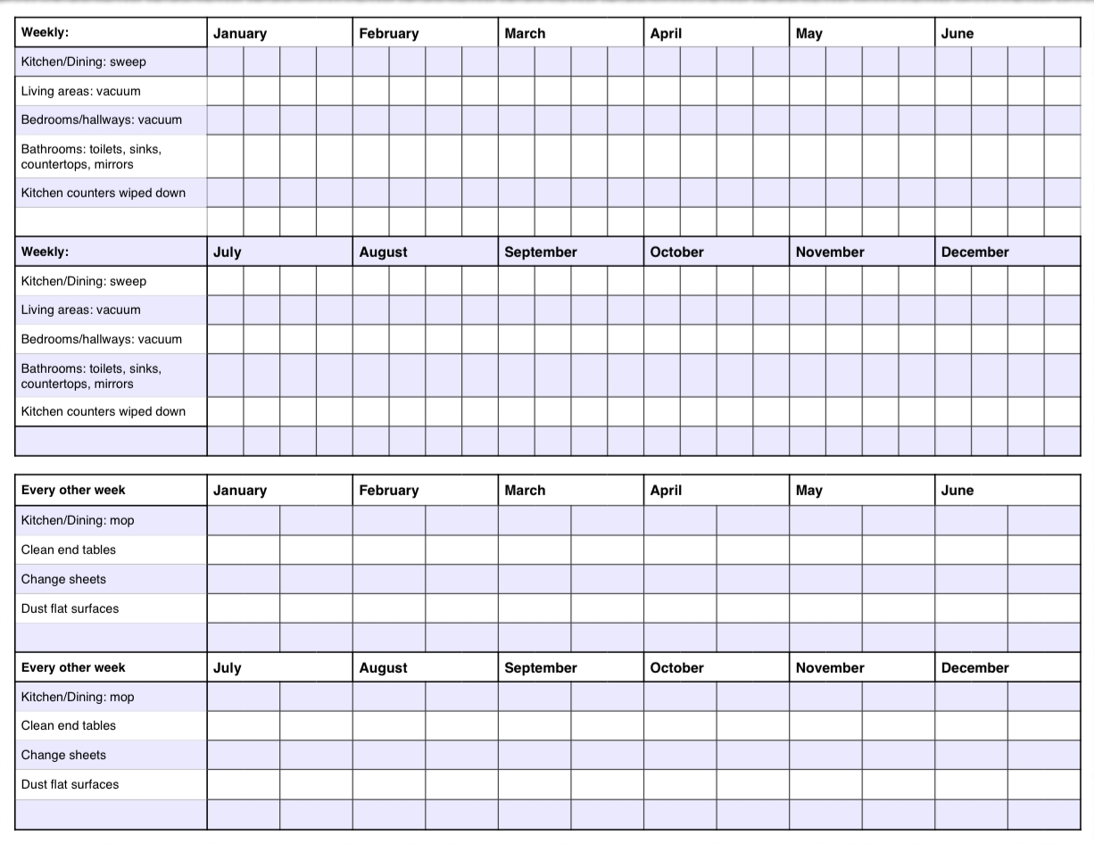 free printable: cleaning calendar and checklist the