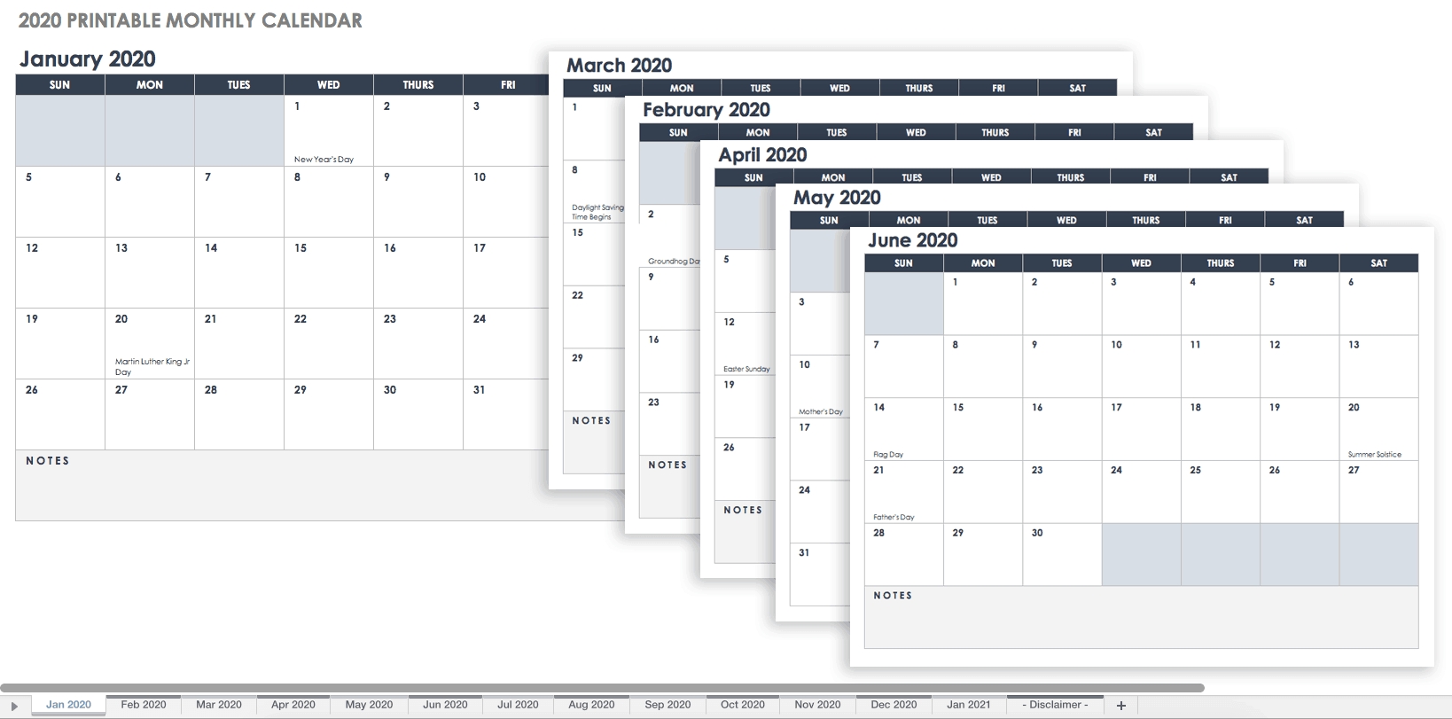 free, printable excel calendar templates for 2019 &amp; on