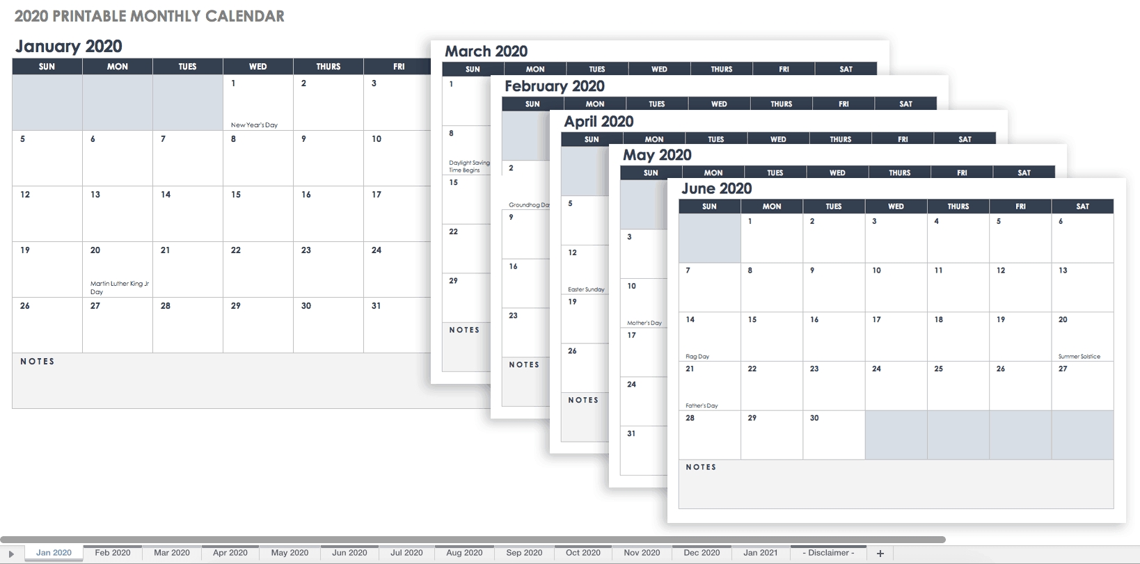 Free, Printable Excel Calendar Templates For 2019 & On