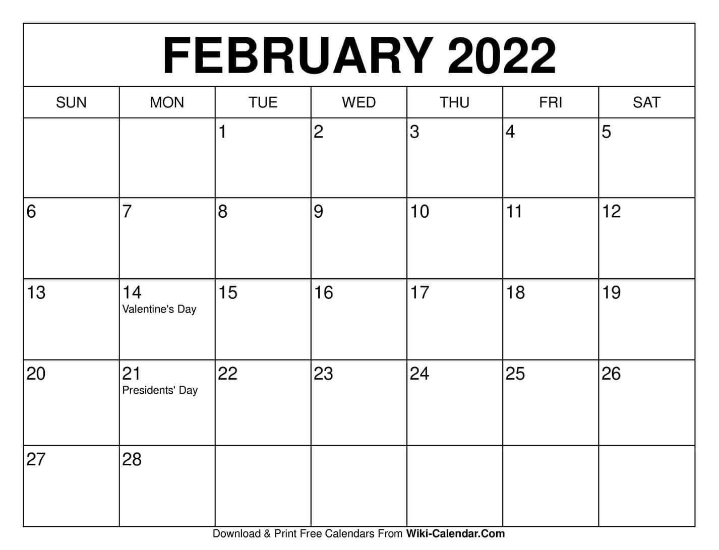 free printable february 2020 calendars