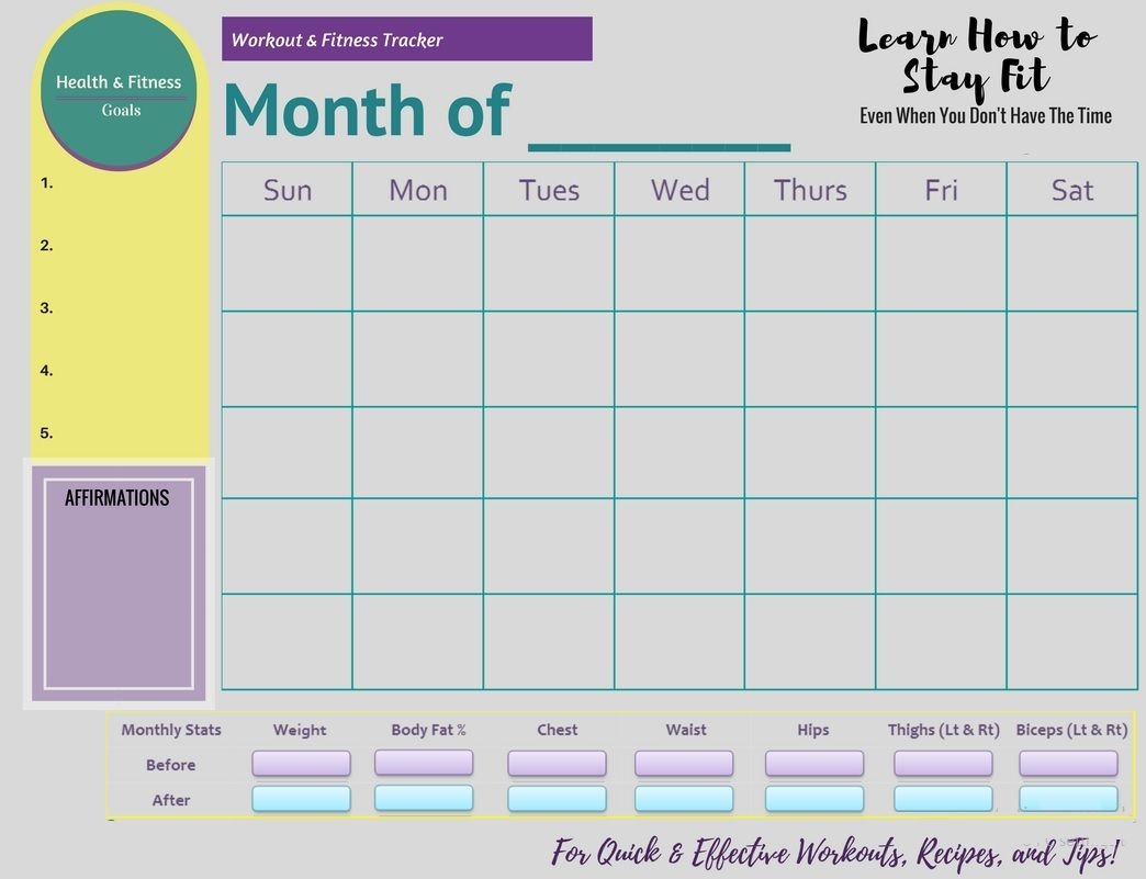 free printable fitness monthly tracker | fitness tracker