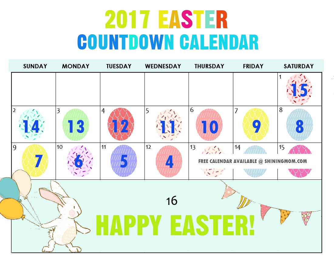 free printable: fun easter countdown calendar 2017