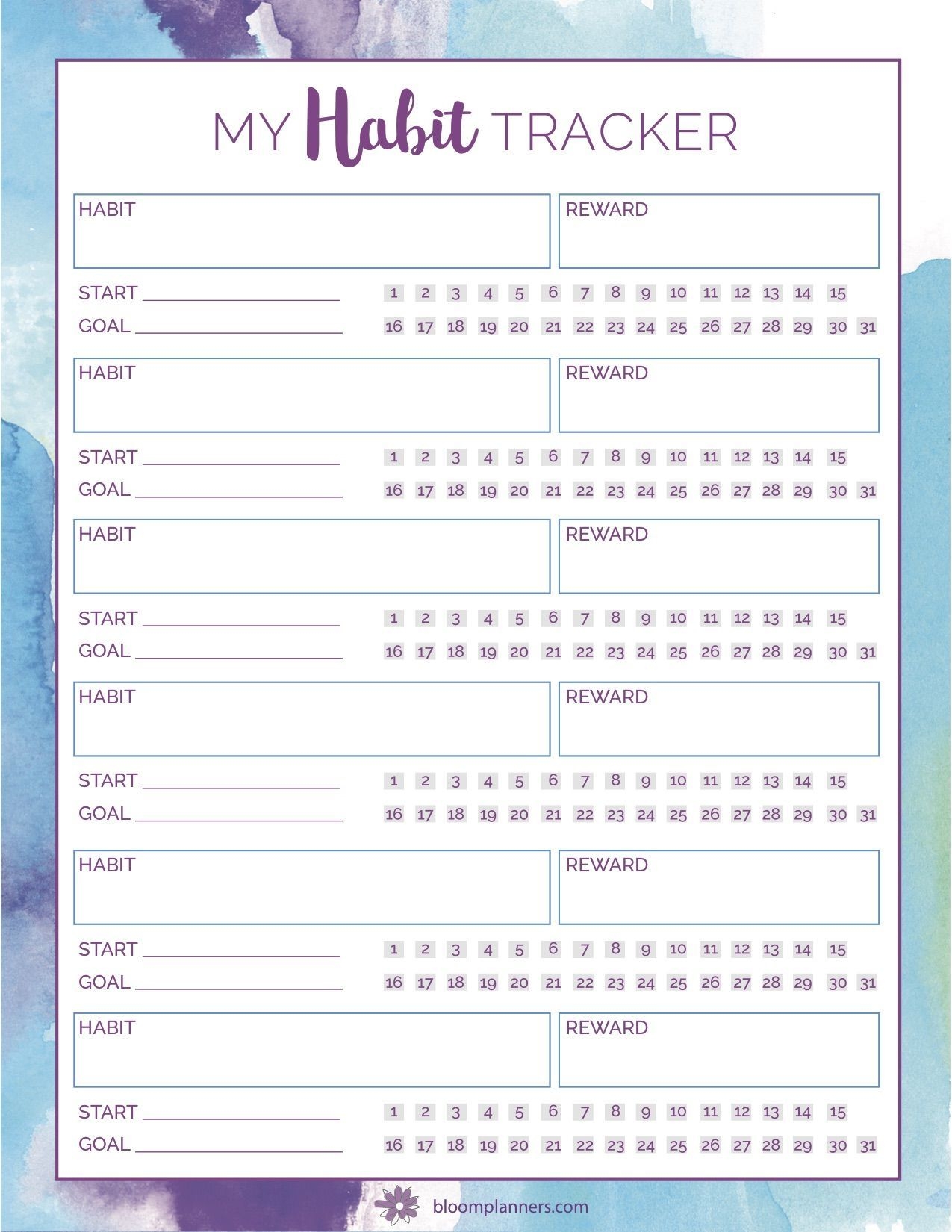 Free Printable Habit Tracker From Bloom Daily Planners Free
