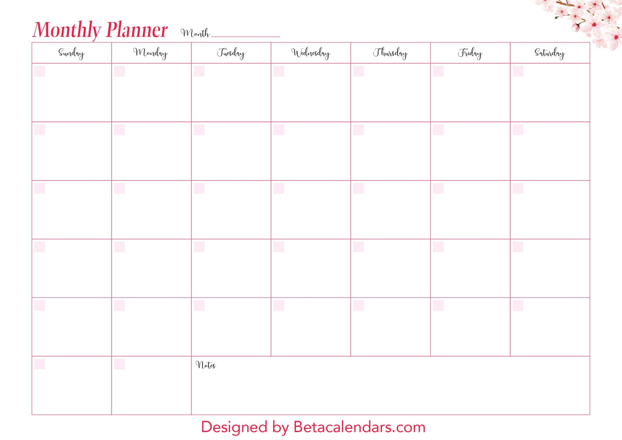 Free Printable Monthly Planner Beta Calendars
