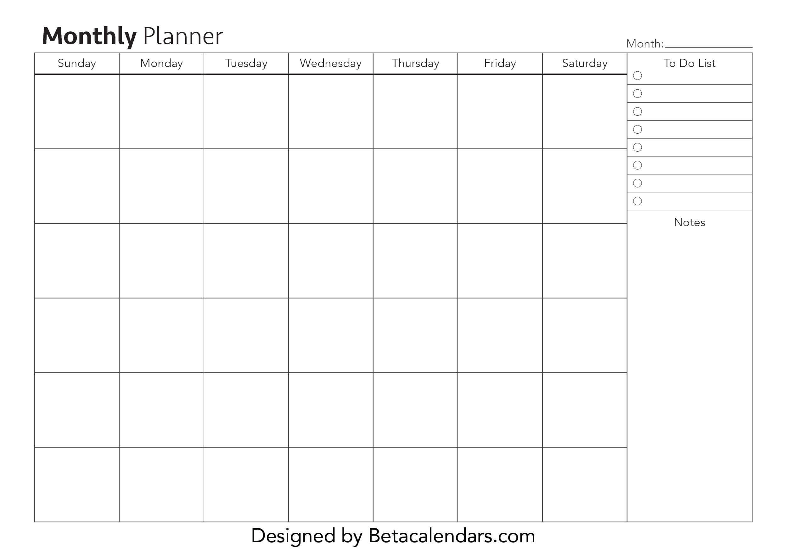 Free Printable Monthly Planner Beta Calendars