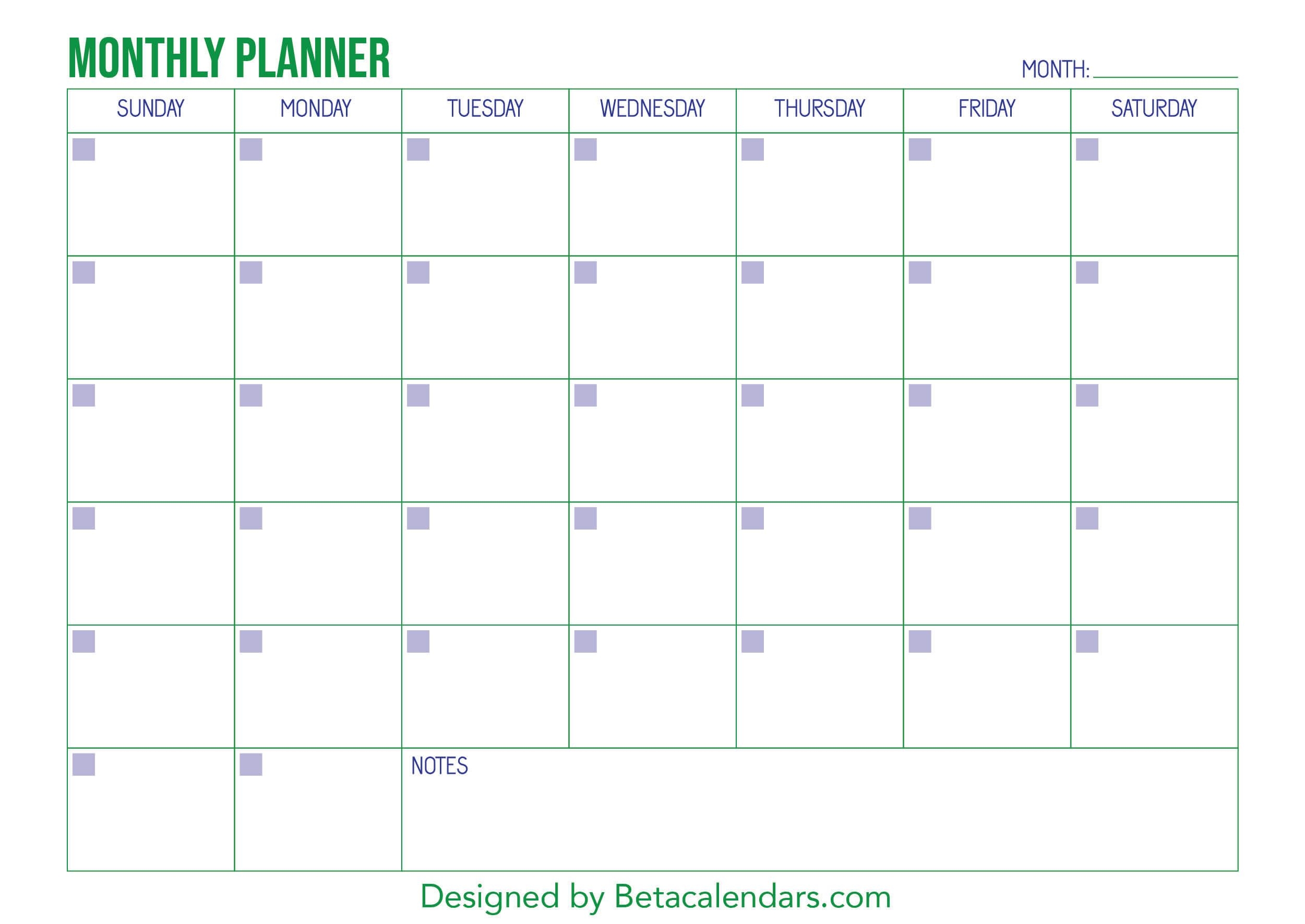 Free Printable Monthly Planner Beta Calendars