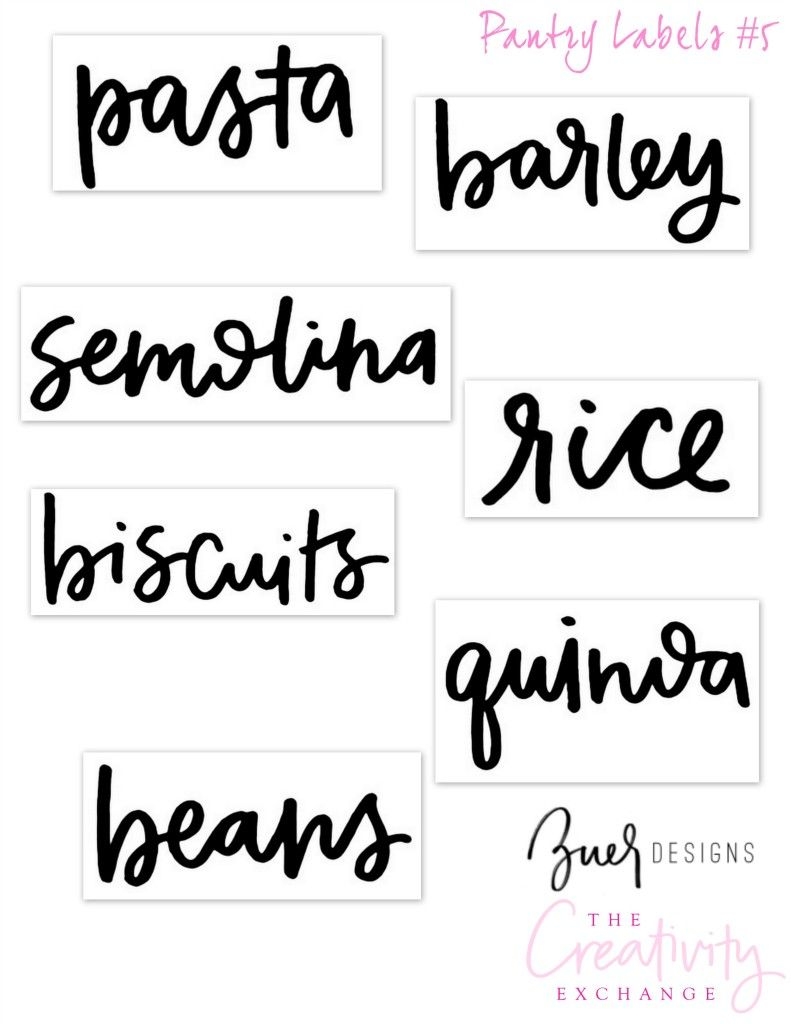 free printable pantry labels: hand lettered