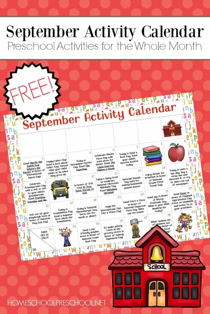 Free Printable Preschool Activity Calendar For September