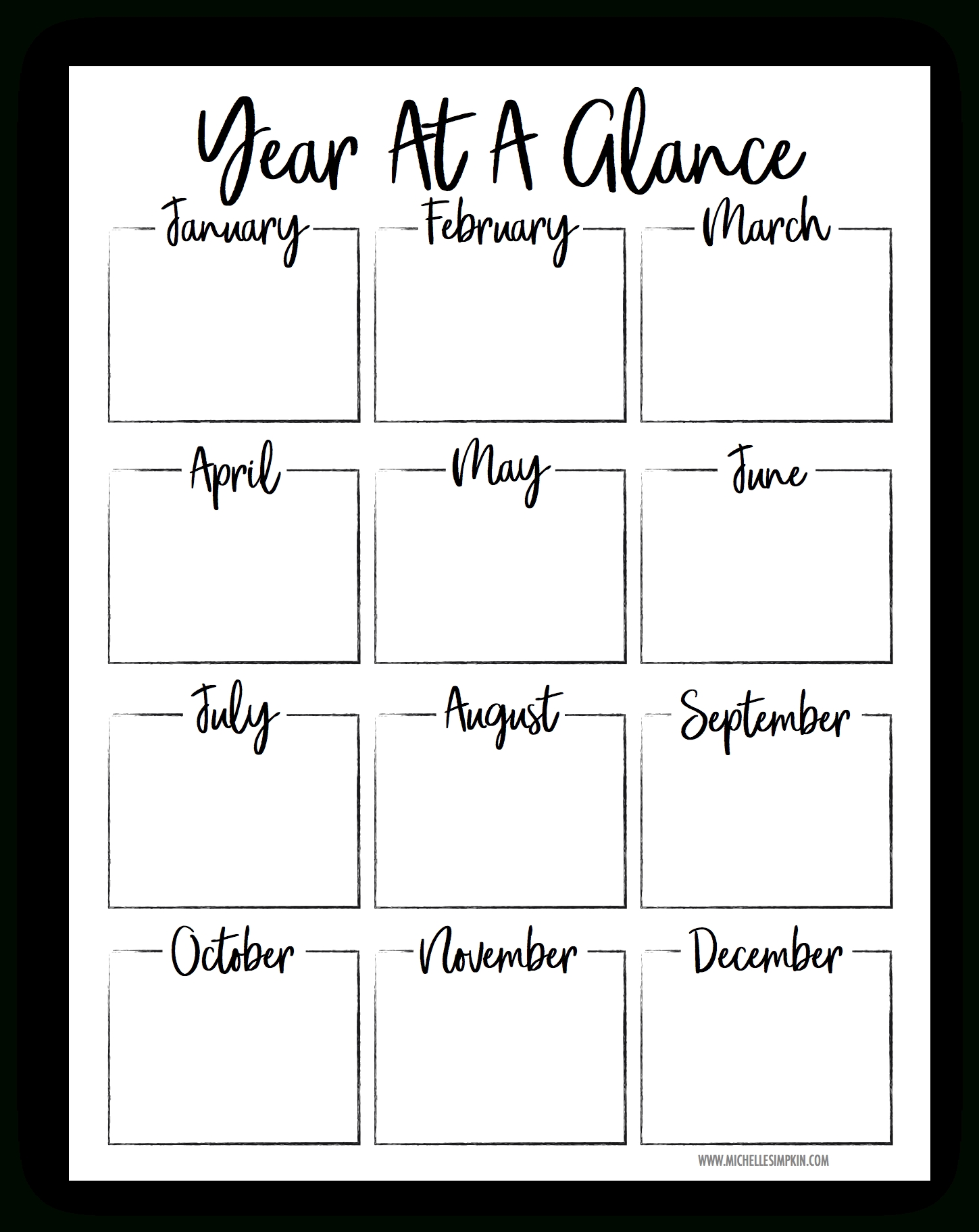 free printable this year at a glance printable will help