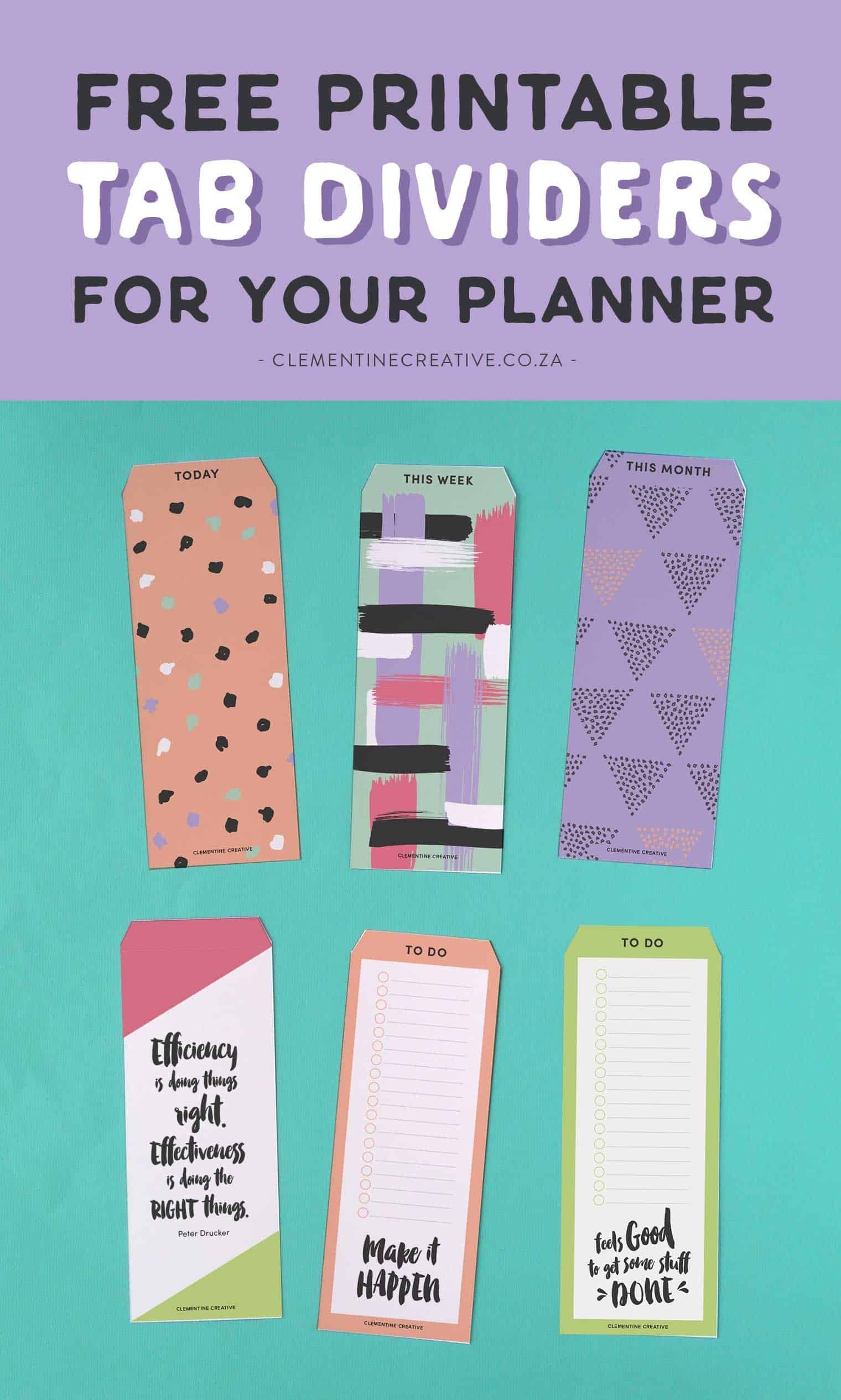 Free Printable Top Tab Dividers For Planners, Diaries And
