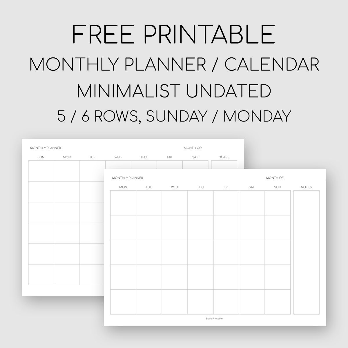 Free Printable Undated Monthly Calendar Di 2020