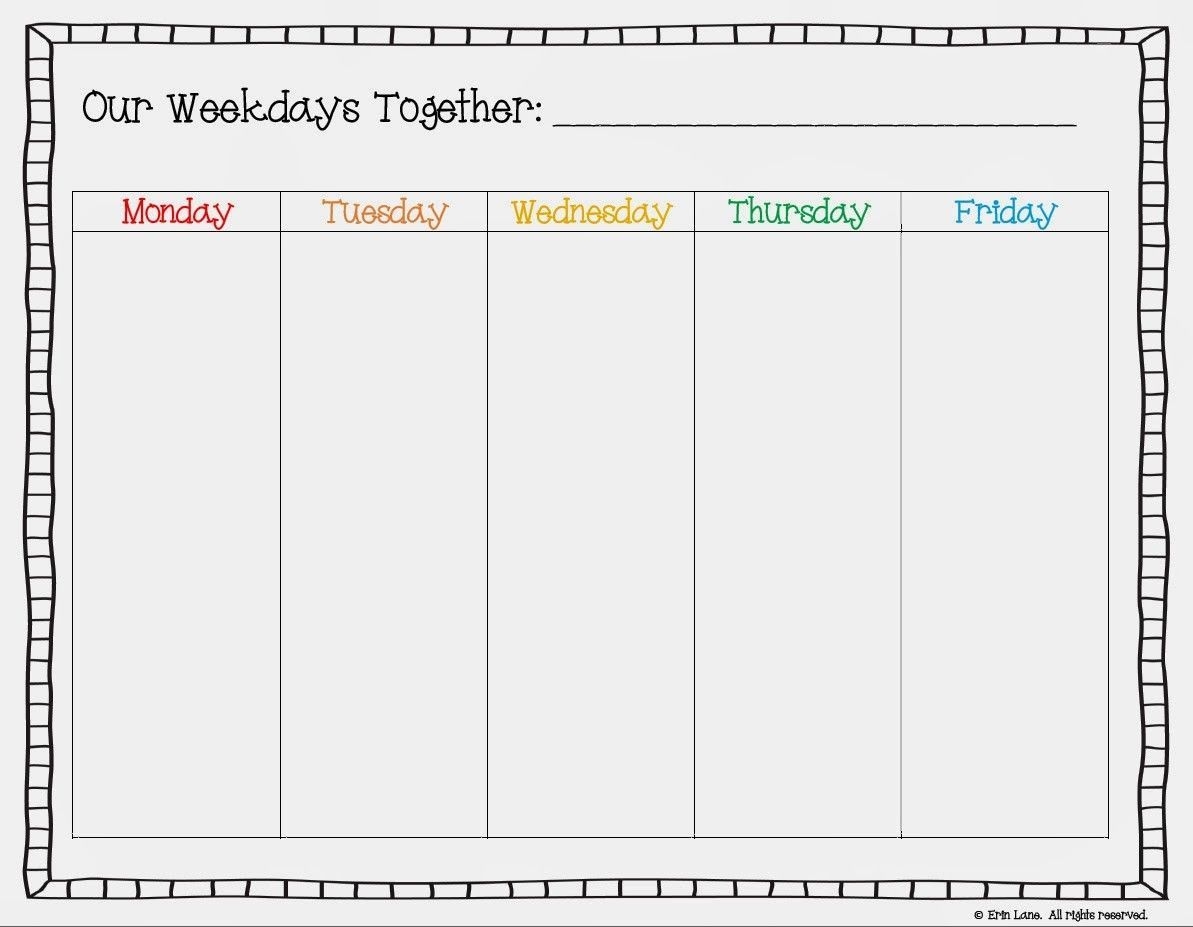 Weekday Printable Calendar