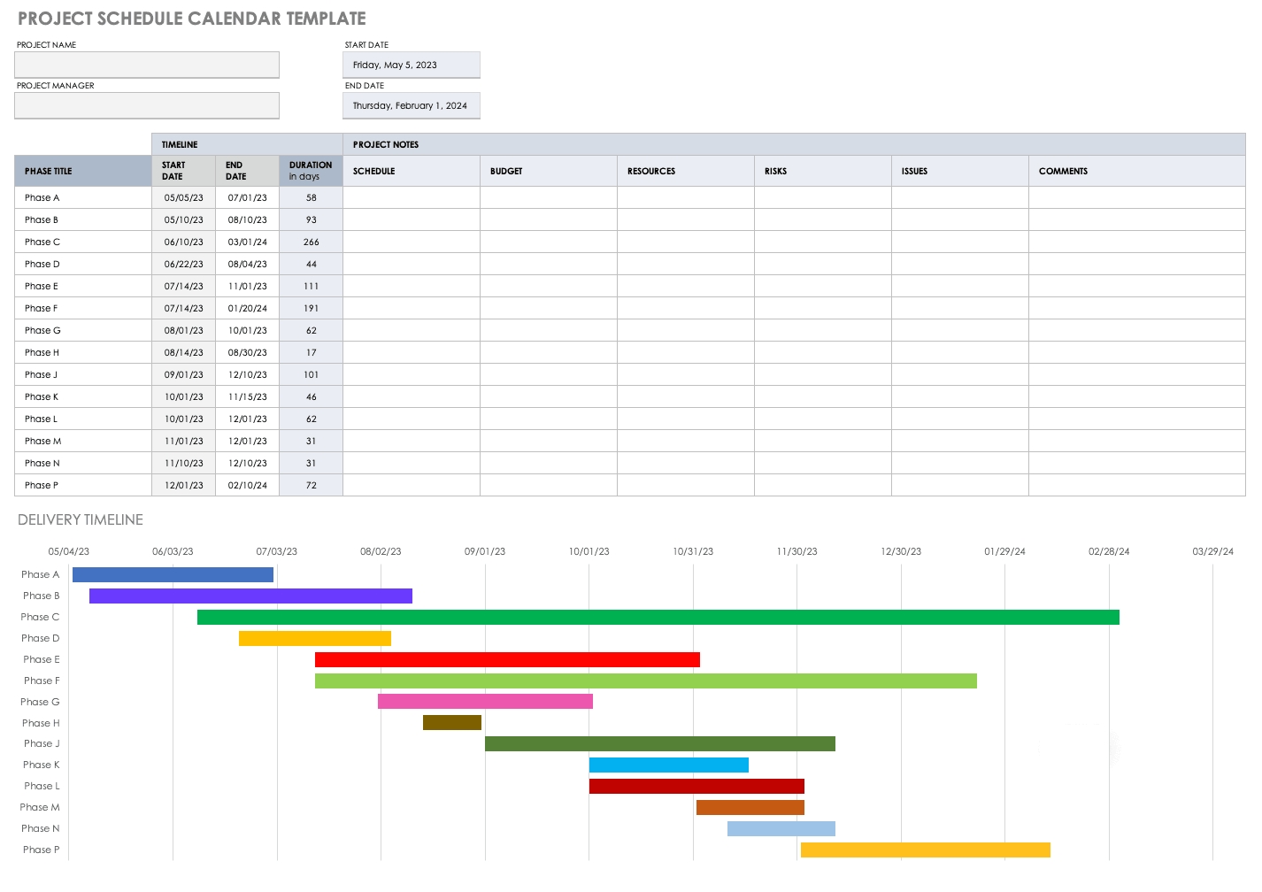 free project calendar templates | smartsheet