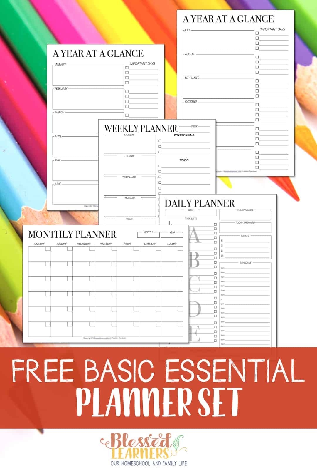 free set of printable undated planners blessed learners
