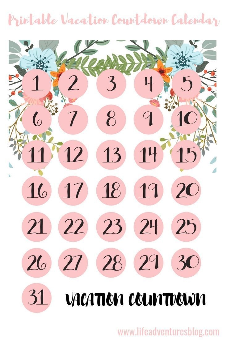 free vacation countdown calendar for your next vacation