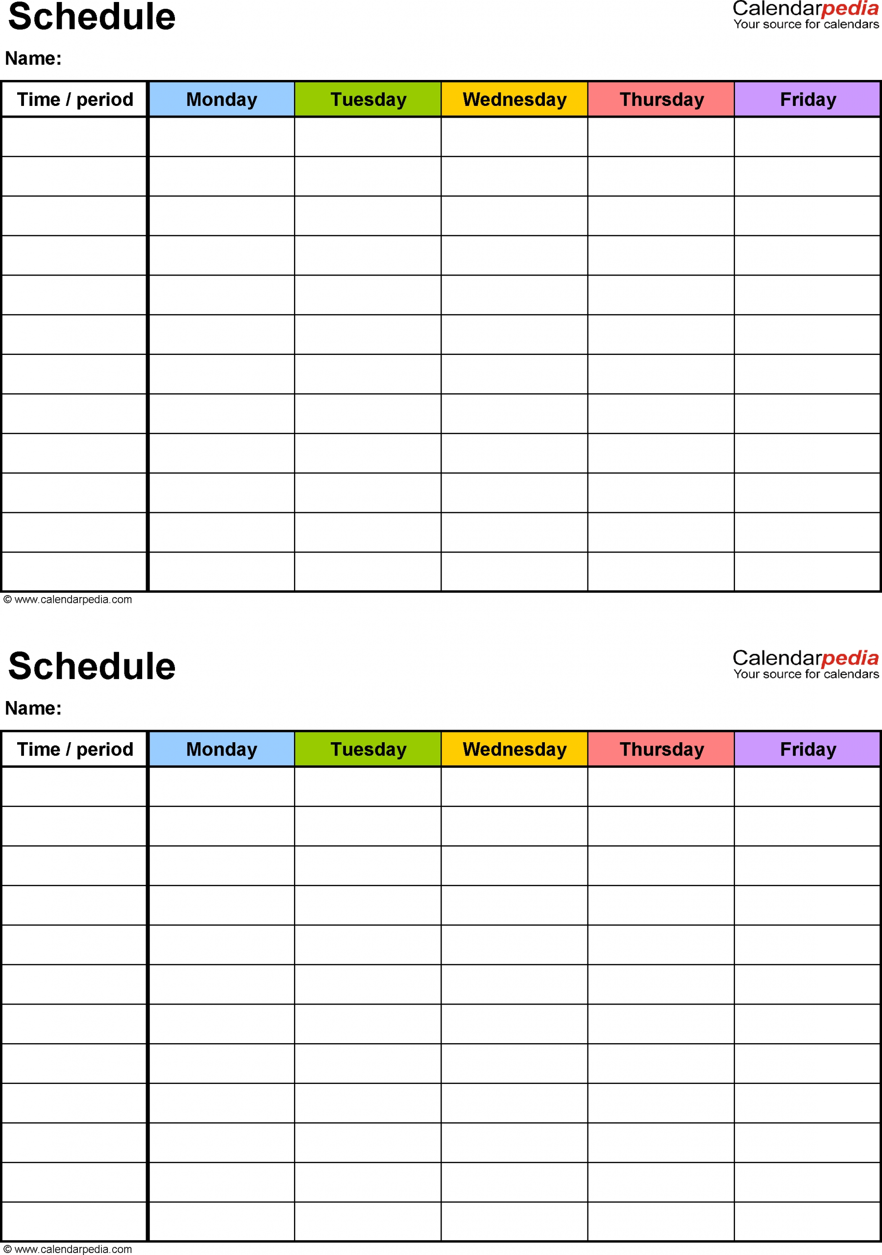 Free Weekly Schedule Templates For Excel Blank Class