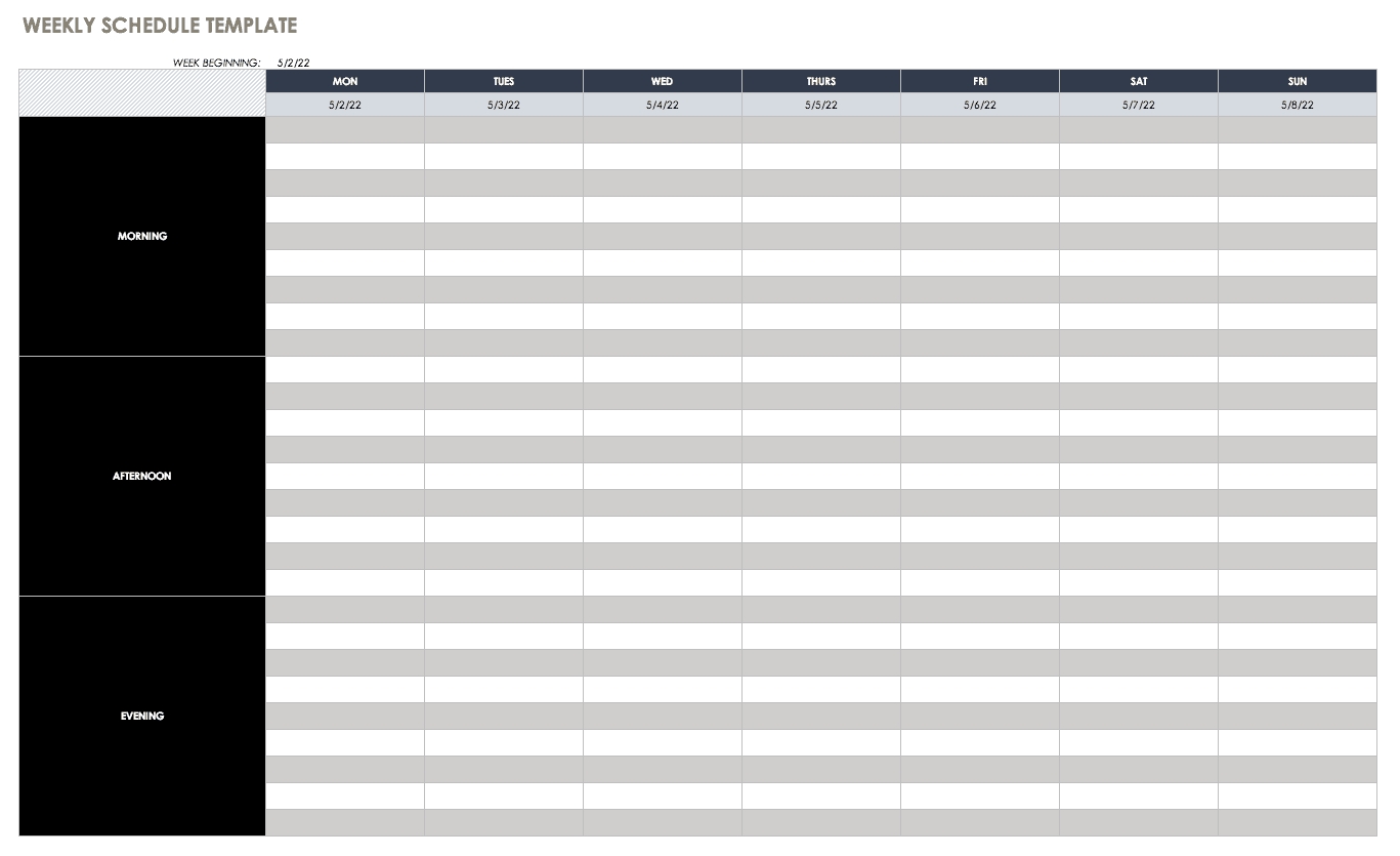 Free Weekly Schedule Templates For Excel Smartsheet