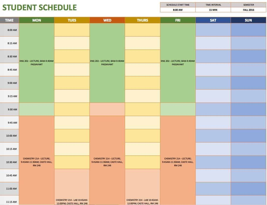 Free Weekly Schedule Templates For Excel Smartsheet