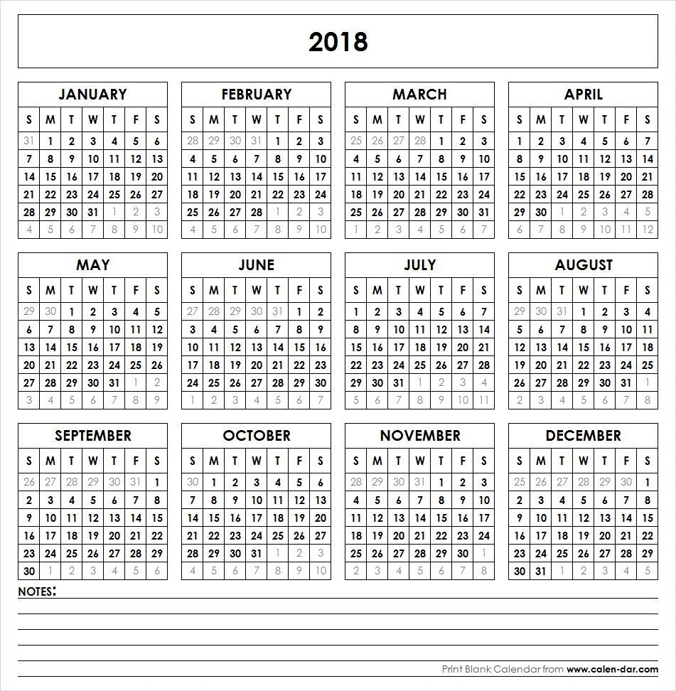 get free blank template of year 2018 printable calendar