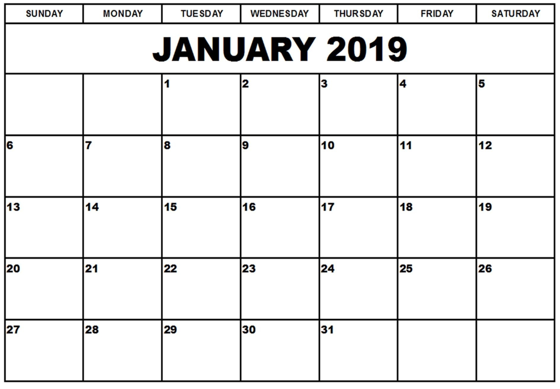 Get Free January 2019 Editable Calendar Template [download