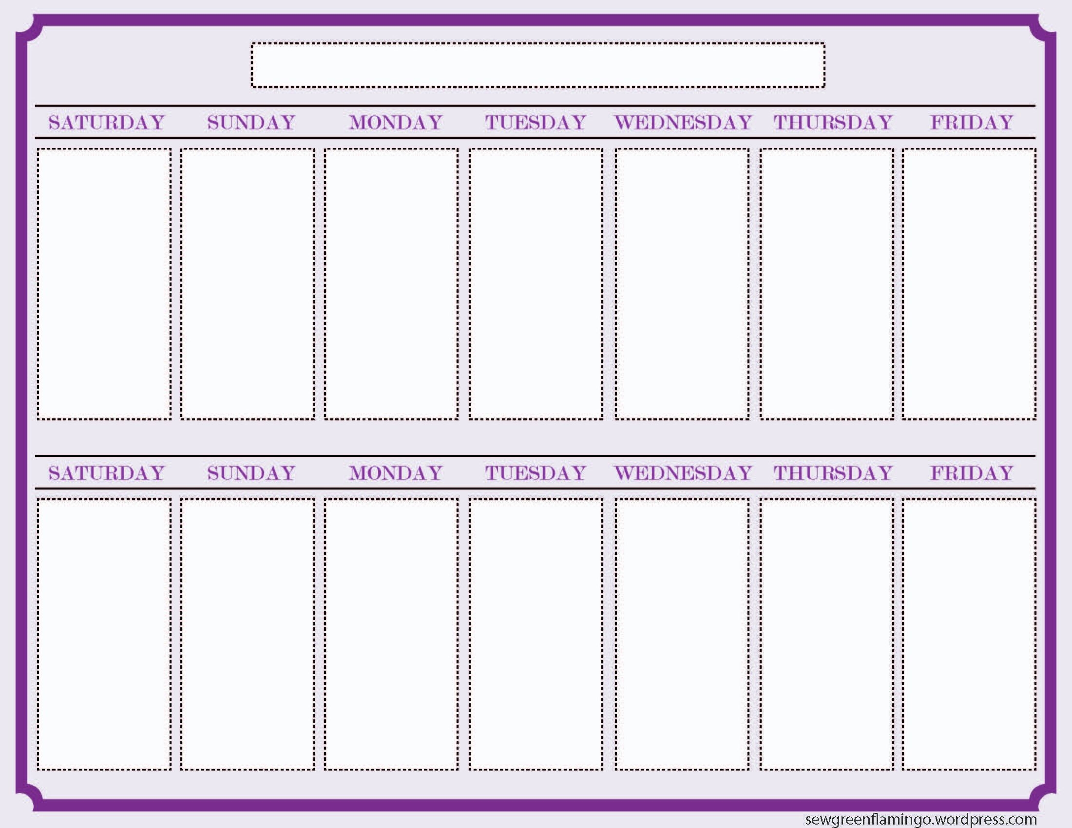 calendar template 2 page per month