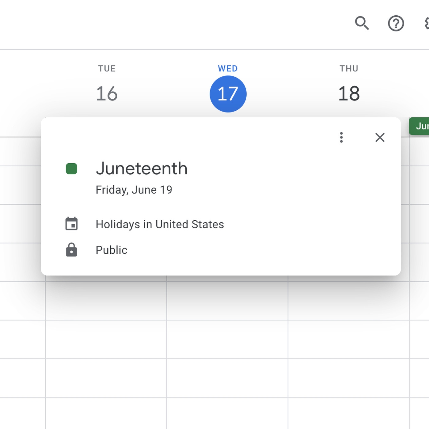 google calendar recognizes juneteenth as a us holiday the