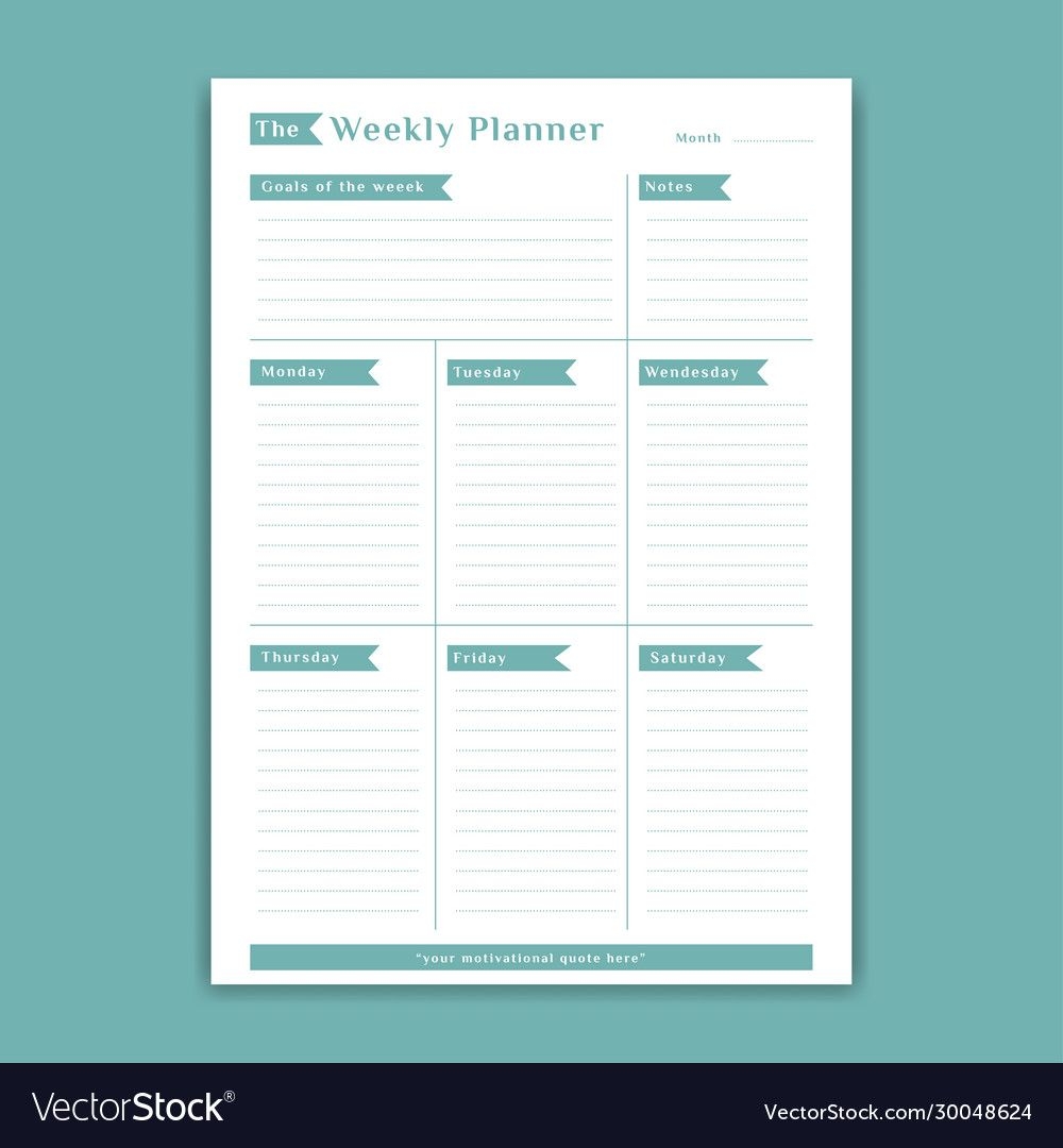green weekly planner schedule template monday to