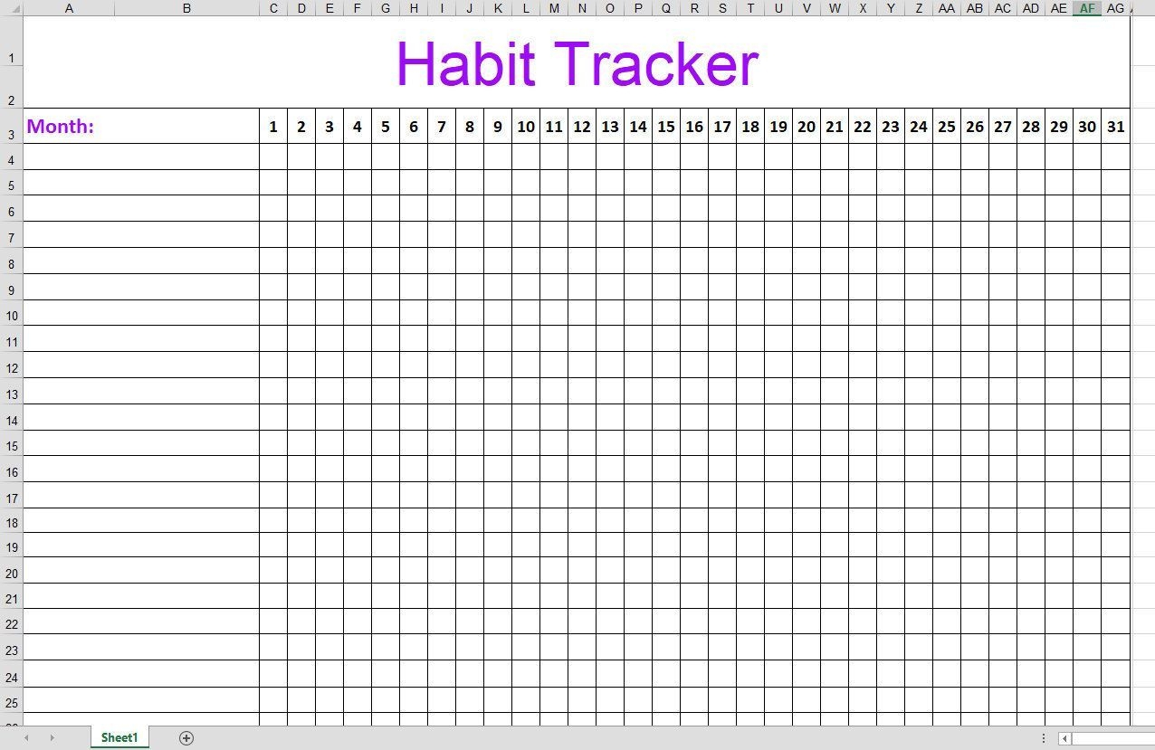 Habit Tracker Excel Download | Etsy In 2020 | Habit Tracker