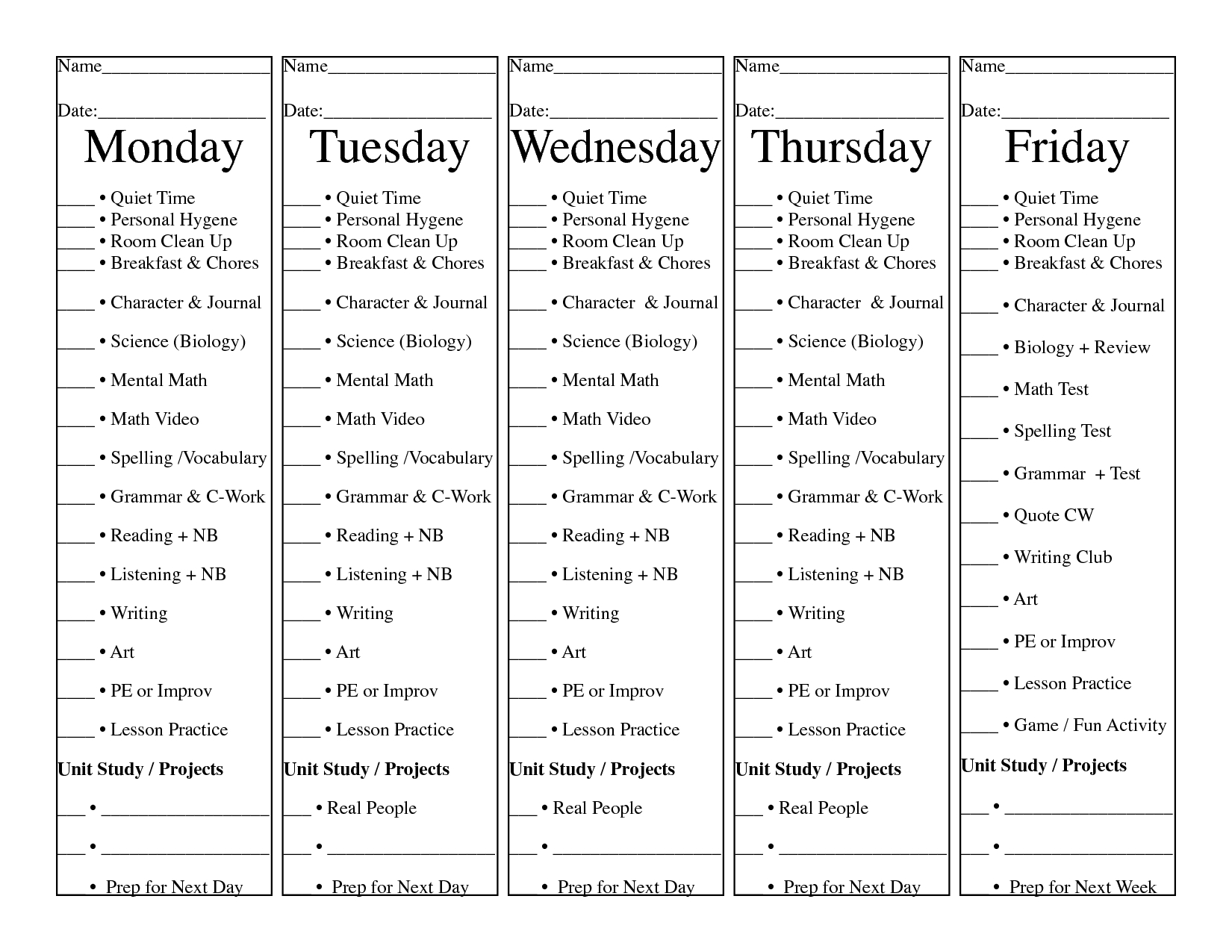 homeschool daily checklist | homeschool daily schedule