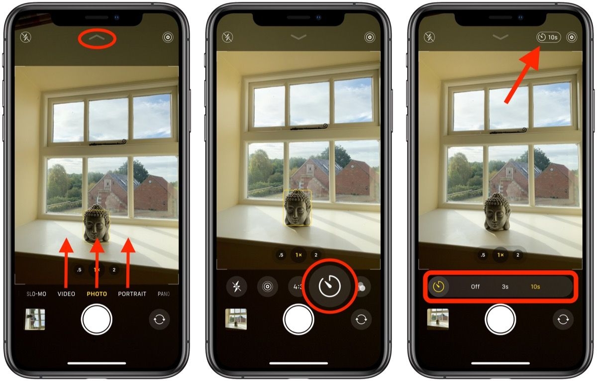 how to access the camera timer on iphone 11 and iphone 11