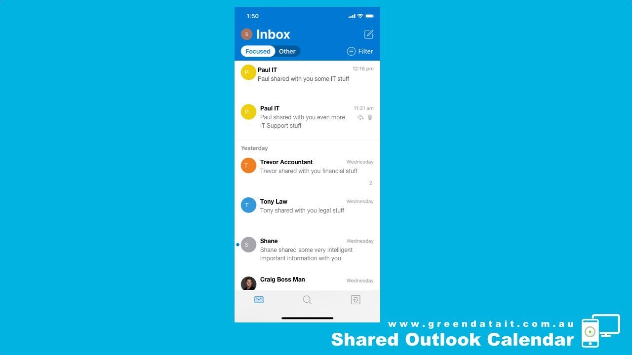 how to add a shared calendar in the outlook app for iphone