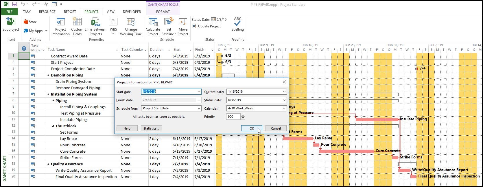 how to assign a task calendar in microsoft project