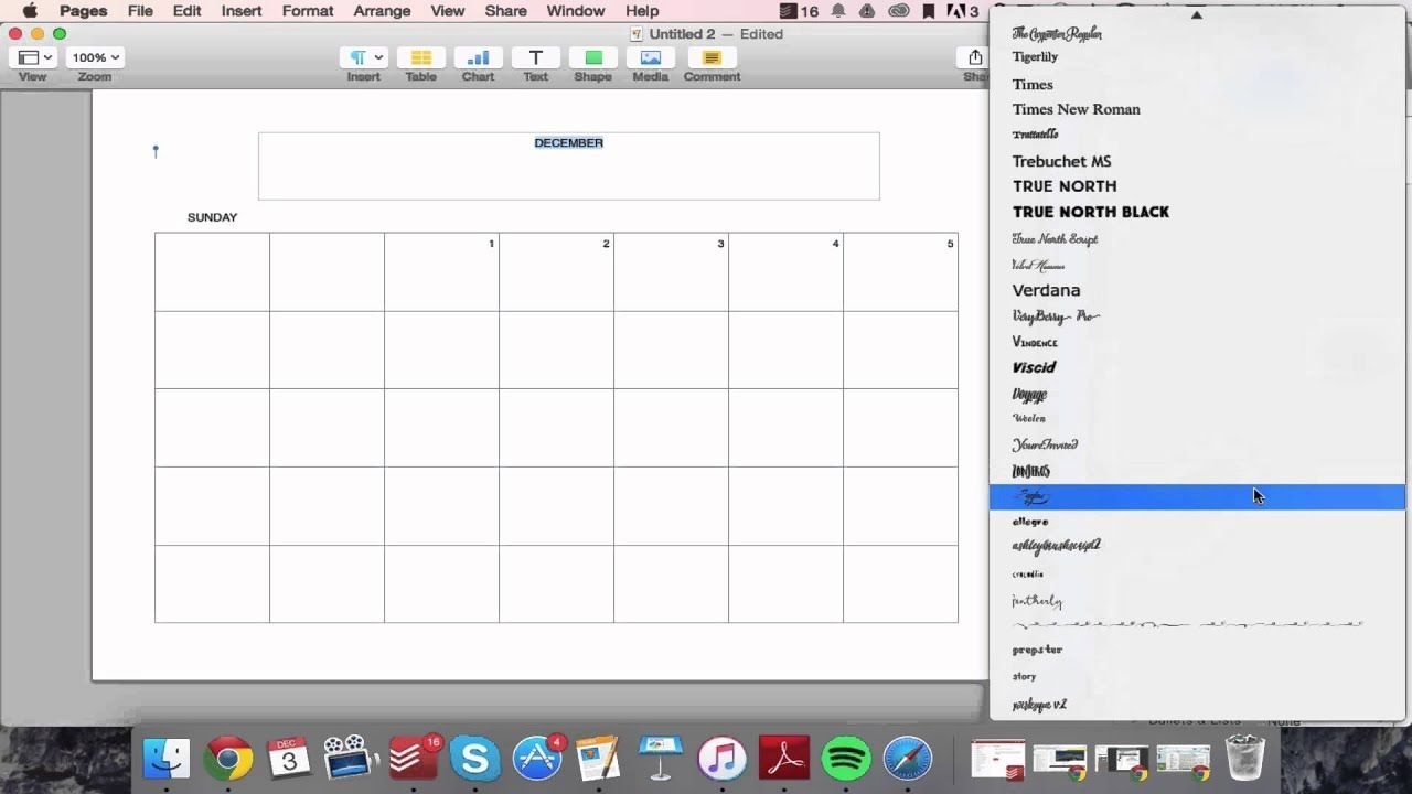 how to create a calendar in apple pages