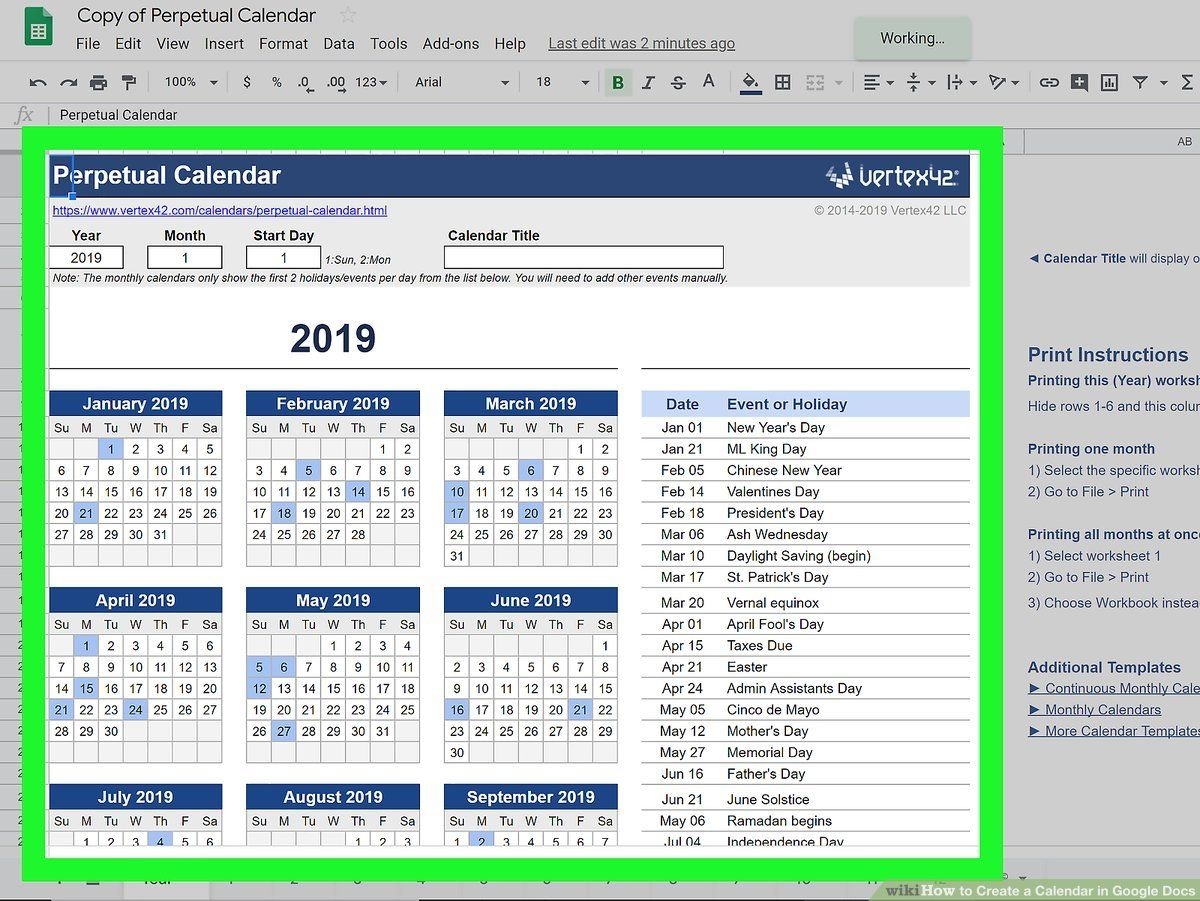How To Create A Calendar In Google Docs (with Pictures