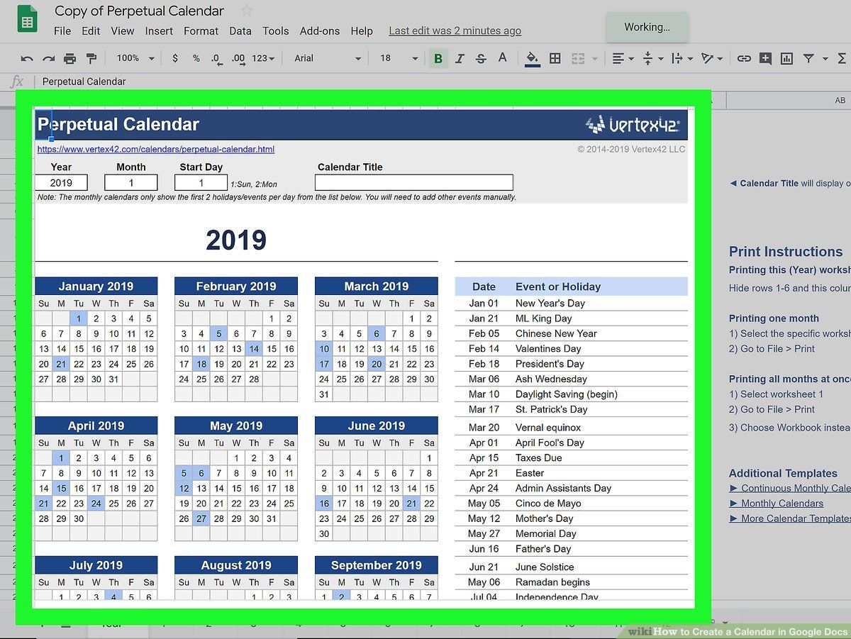 how to create a calendar in google docs (with pictures