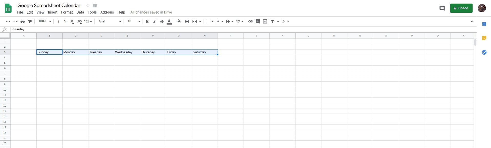 how to create a calendar in google sheets calendar