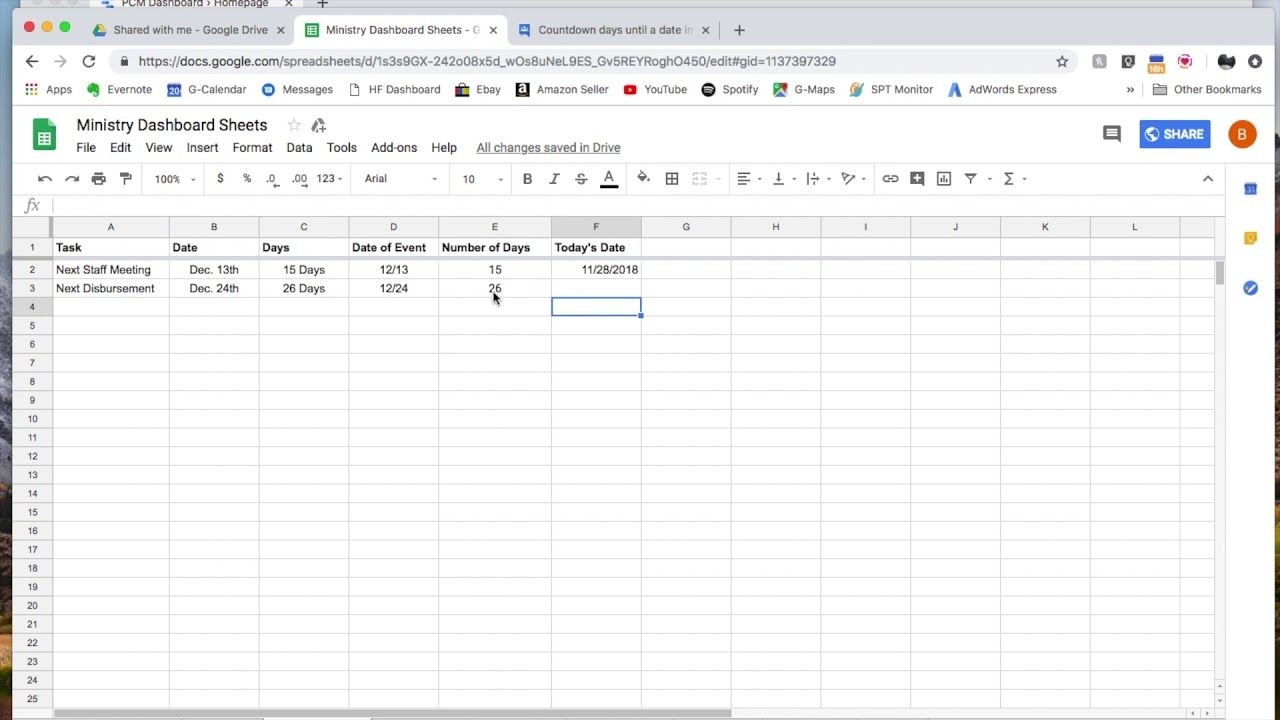 How To Create A Day Countdown Formula In Google Sheets