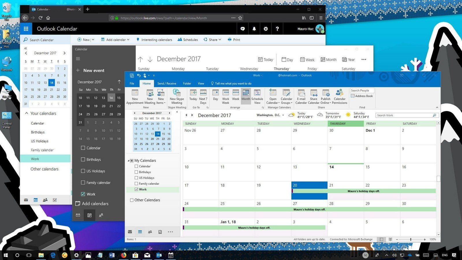 how to create an outlook &#039;out of office&#039; calendar entry