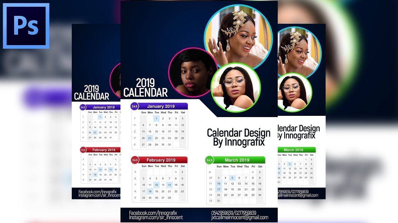 how to design a professional 2019 calendar | photoshop tutorial