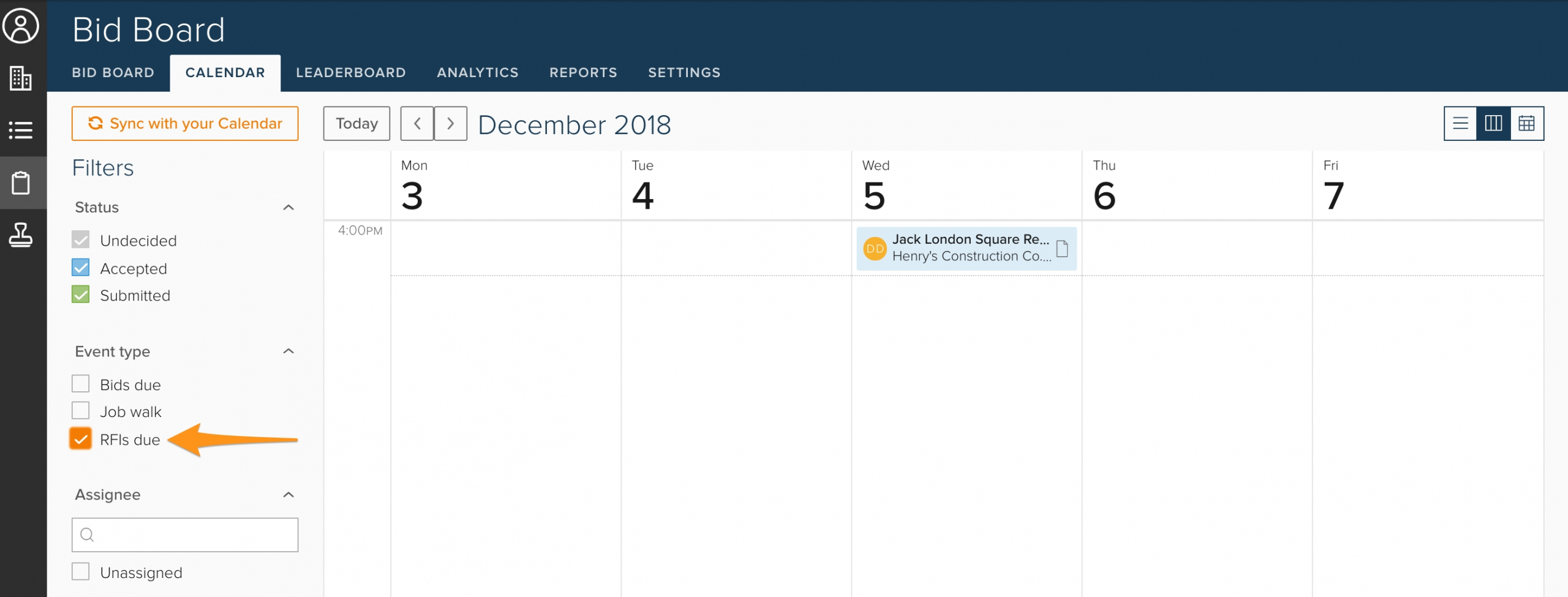 How To Filter Your Calendar“event Type” (bid Board Pro