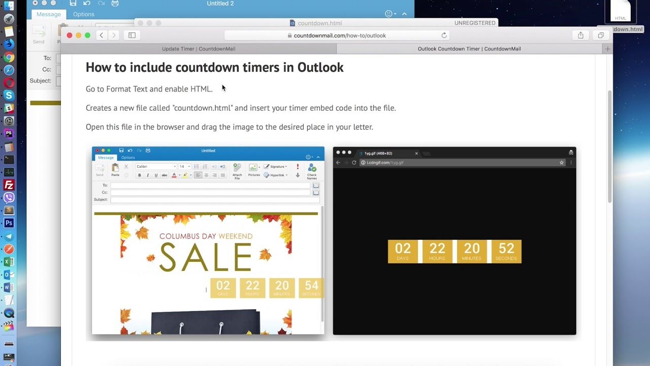 how to include countdown timers in outlook