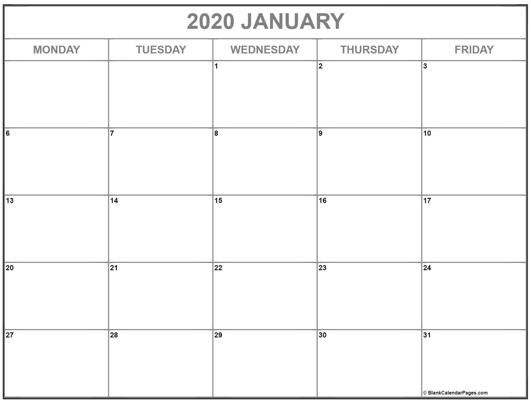 How To Monday To Friday Printable Monthly Calendar In 2020