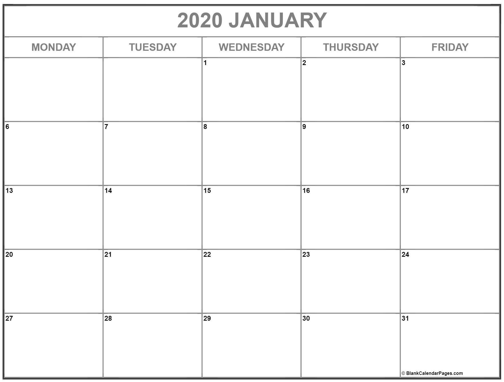 how to monday to friday printable monthly calendar in 2020