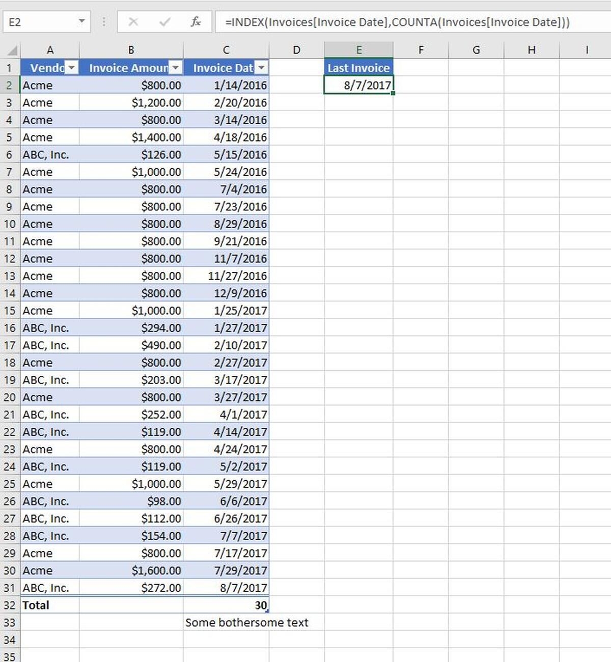 How To Return The Last Value In An Excel Data Range